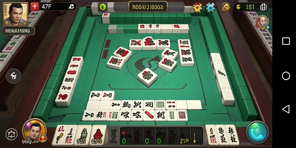 Screenshot permainan 47F yang menunjukkan gameplay Mahjong yang mendebarkan.