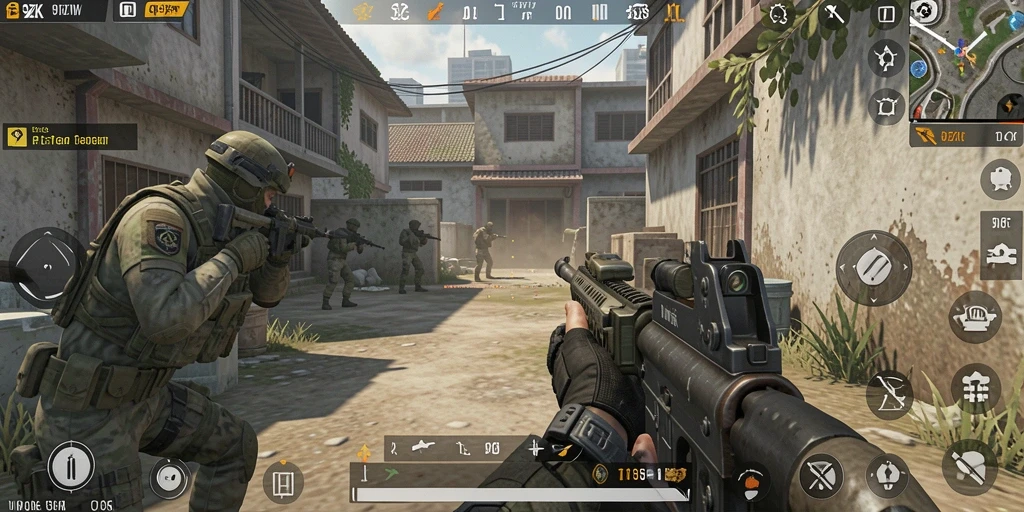 Tangkapan layar menampilkan aksi seru dalam permainan FPS 9ZK.