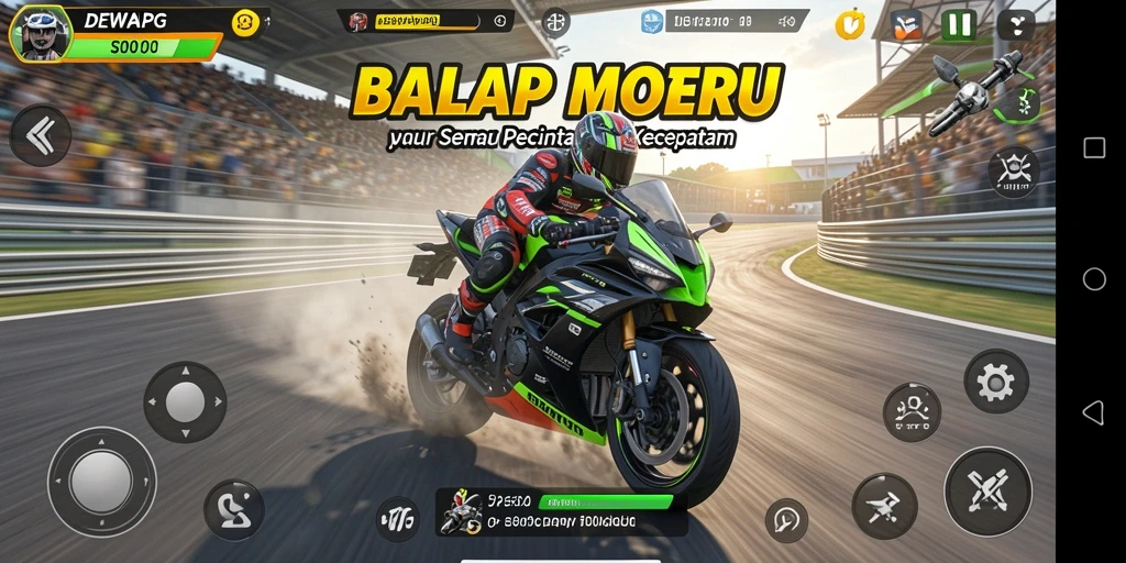 Gameplay seru dari DEWAPG saat balap motor di trek menantang.