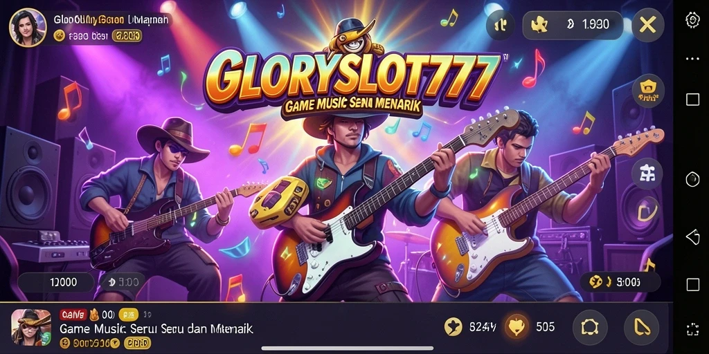 Tampilan gameplay seru dalam GLORYSLOT777 dengan interaksi musik yang dinamis.