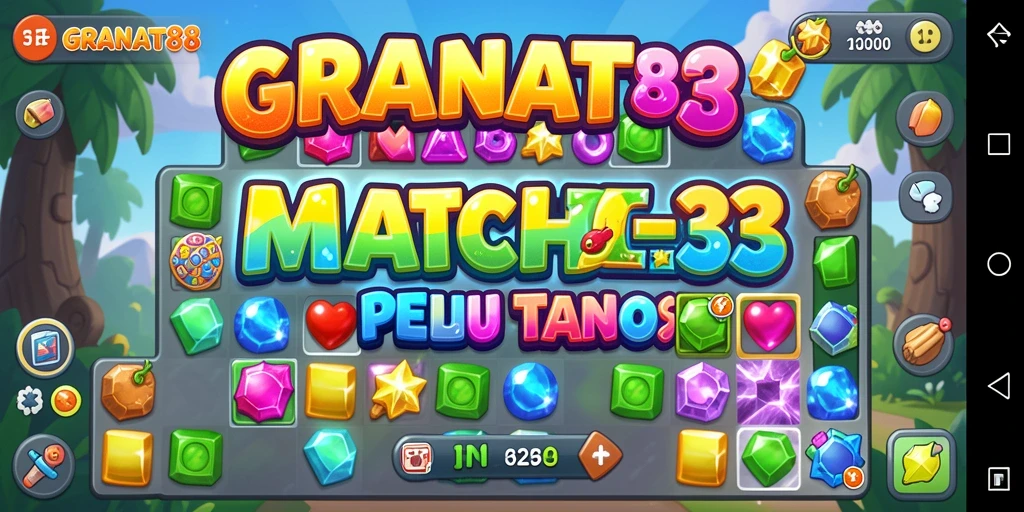 Screenshot gameplay GRANAT88 menampilkan aksi seru dalam mencocokkan permata.