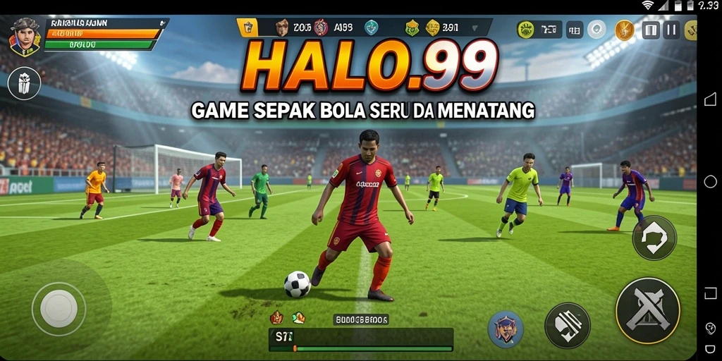 Tampilan gameplay <strong>HALO99</strong> yang mengesankan di lapangan hijau.