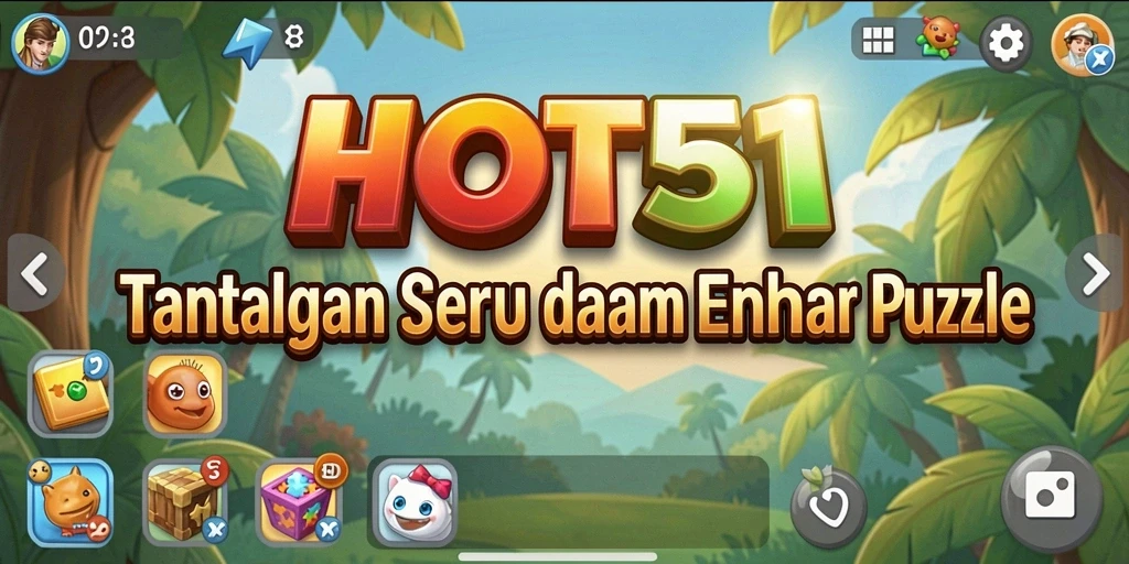 Screenshot HOT51 menampilkan gameplay seru dalam menyelesaikan puzzle.