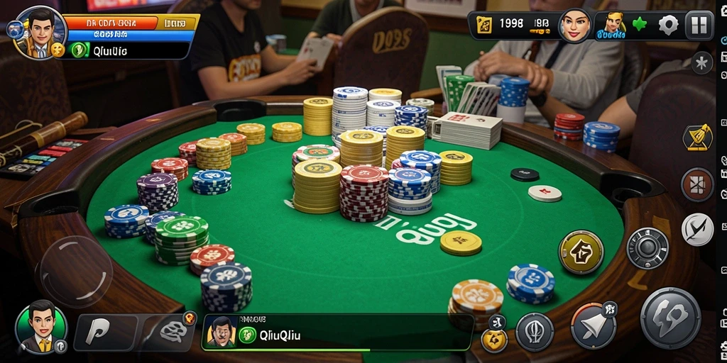 Screenshot gameplay ID098 yang menampilkan serunya permainan QiuQiu.