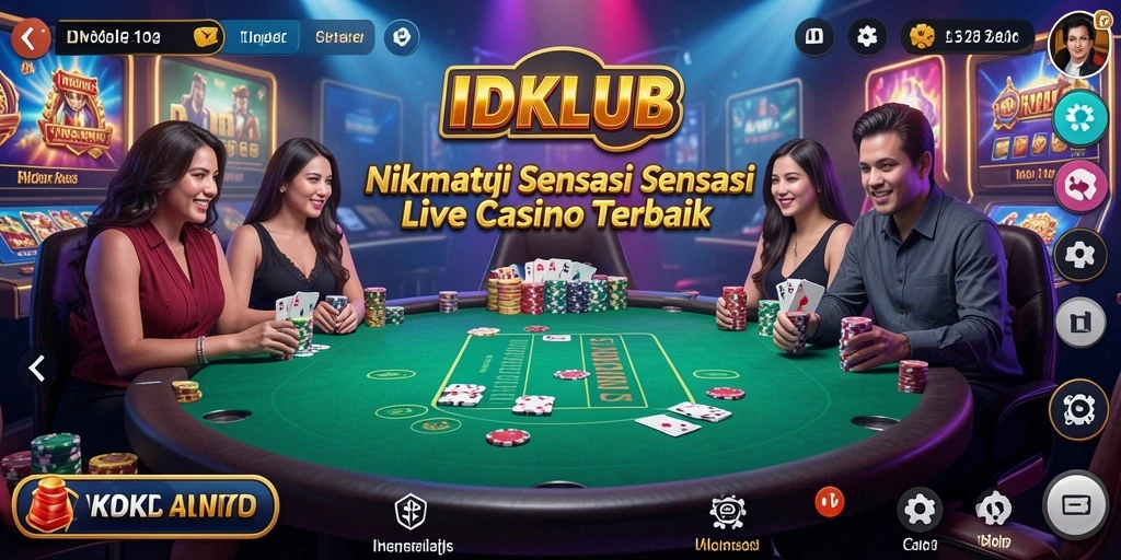 Screenshot IDKLUB menampilkan pengalaman gameplay Live Casino yang mendebarkan.