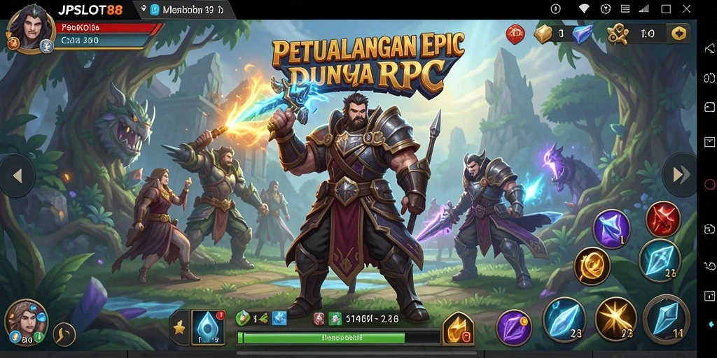 Screenshot JPSLOT88 yang menunjukkan pertarungan epik dalam permainan RPG.