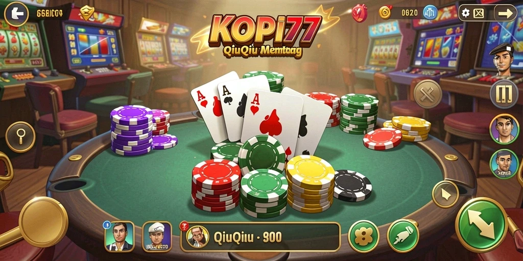 Screenshot utama KOPI77 menampilkan gameplay seru QiuQiu.