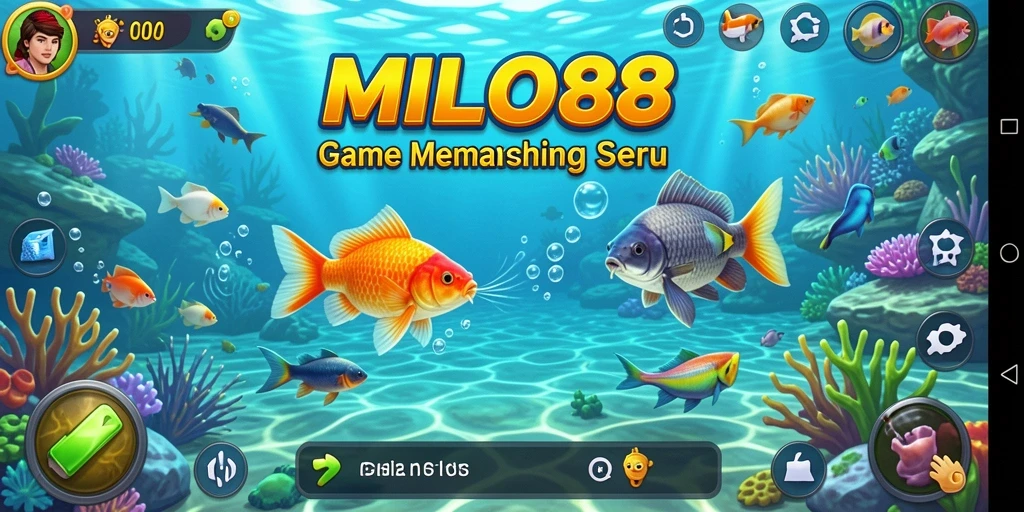 Tampilan gameplay <strong>MILO88</strong> yang menampilkan berbagai lokasi memancing yang menakjubkan.