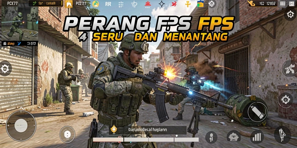 Screenshot utama menunjukkan aksi seru di medan perang PCX777.