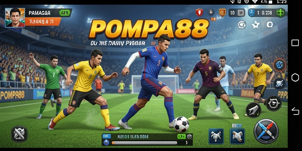 Screenshot POMPA88 menampilkan aksi seru dalam permainan olahraga.