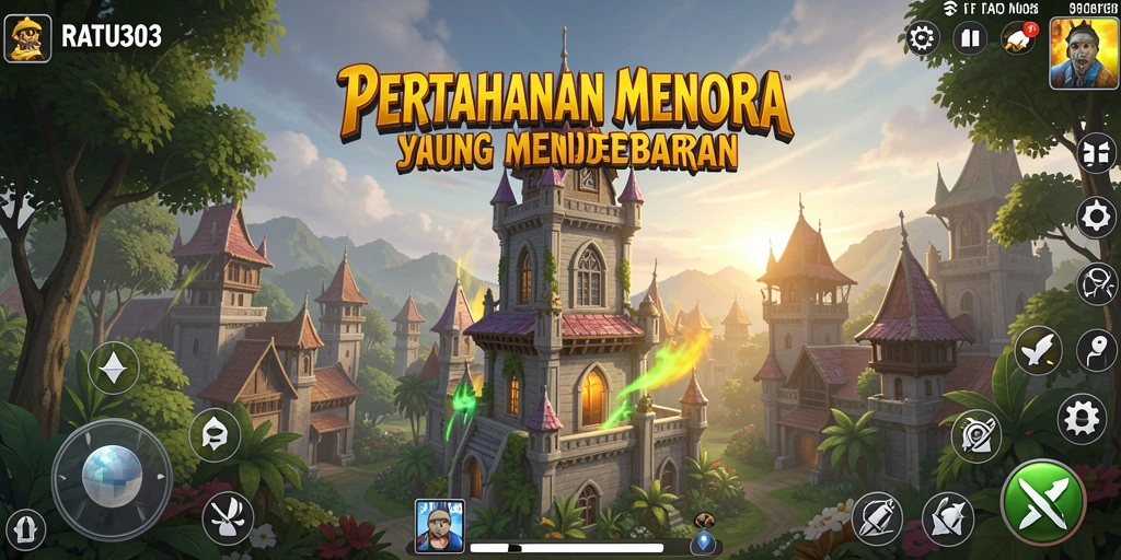 Tampilan gameplay menara pertahanan yang sengit di RATU303 dengan strategi taktis.