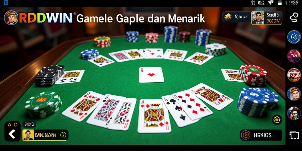Screenshot gameplay RPIDWIN menampilkan suasana permainan Gaple yang menyenangkan.