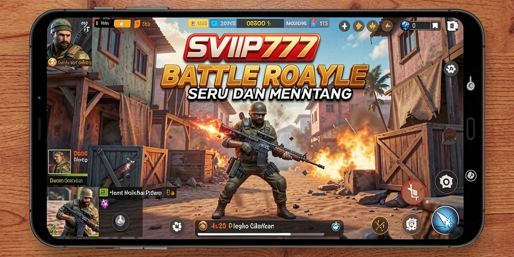Screenshot gameplay SVIP777 menampilkan aksi pertempuran seru dalam Battle Royale.