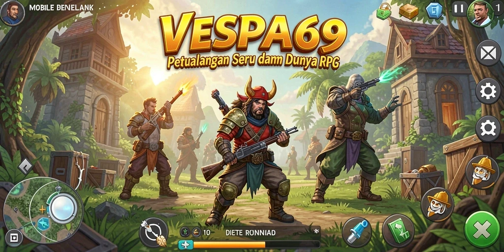 Tampilan gameplay seru dari VESPA69 dengan pertarungan RPG yang menarik.